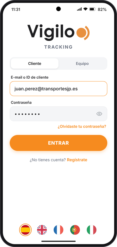 Pantalla de acceso en modo Cliente