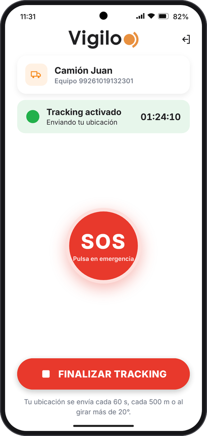 Recuadro verde Tracking activado