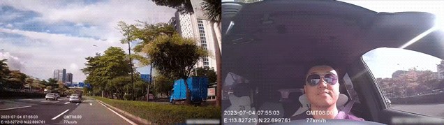 Vídeo en directo desde el vehículo: cámara exterior y cámara interior