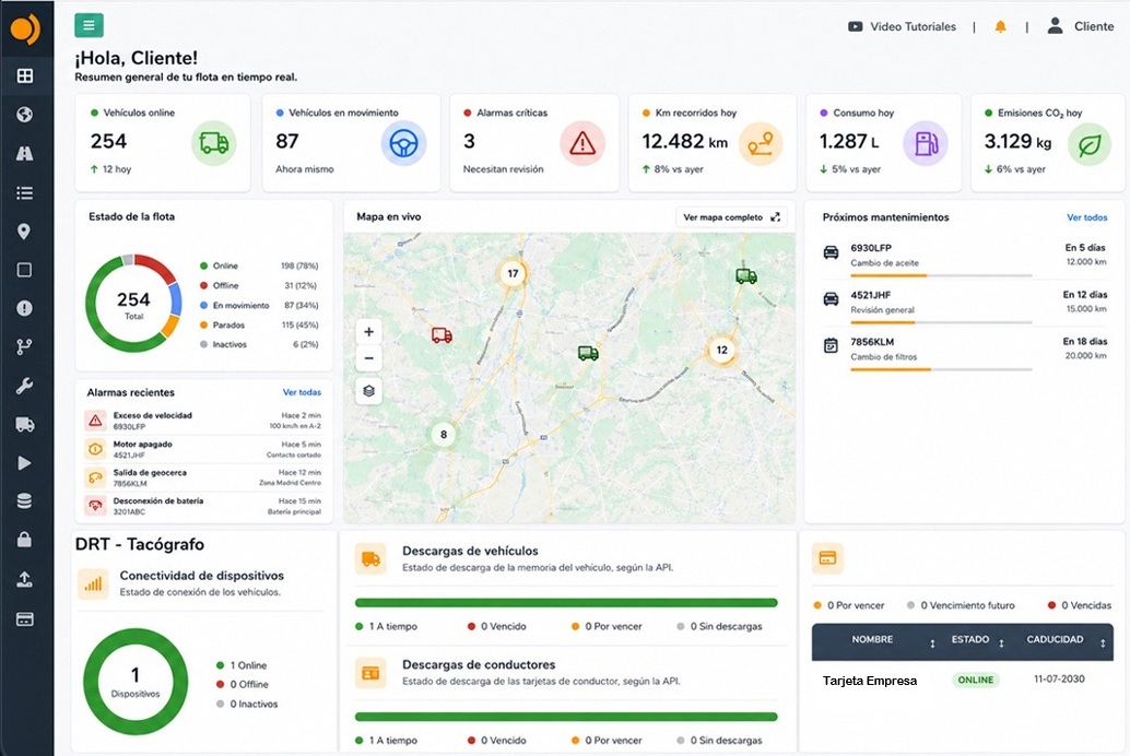 Vigilo platform: fleet vehicles on the map