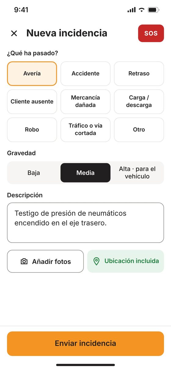 Nueva incidencia con fotos y ubicación