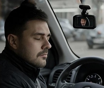 Conductor con los ojos cerrados detectado por la cámara interior